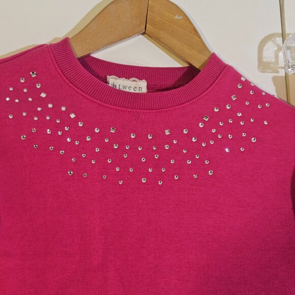 Btween Girls Size 10 Jogger Set Pink 2-Piece Fleece Rhinestones Sweat Set - Picture 3 of 13